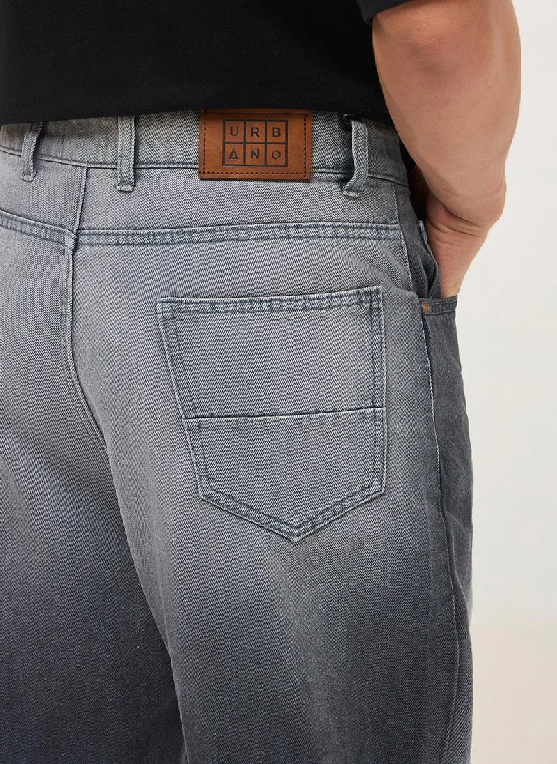 Urbano Fashion  Urbano Fashion Men's Dark Grey Loose Baggy Fit Heavy Washed Faded Denim Jeans Non-Stretchable for Men | Best Price UAE